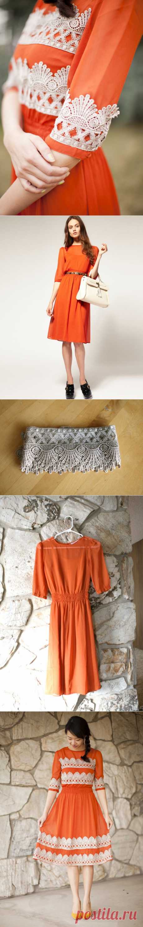 Декор платья кружевом / Платья Diy /