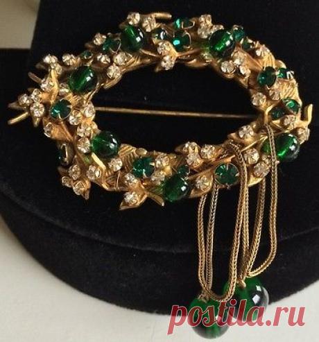 Rare Vintage Miriam Haskell Brooch~Glass/Pearl/RS/Gilt Filigree~Horseshoe Mark • CAD $807.56 - PicClick CA