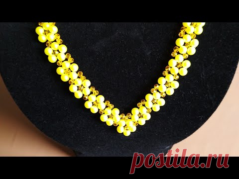 Beautiful necklace. DIY.                 V-образное колье из бусин. Мастер-класс