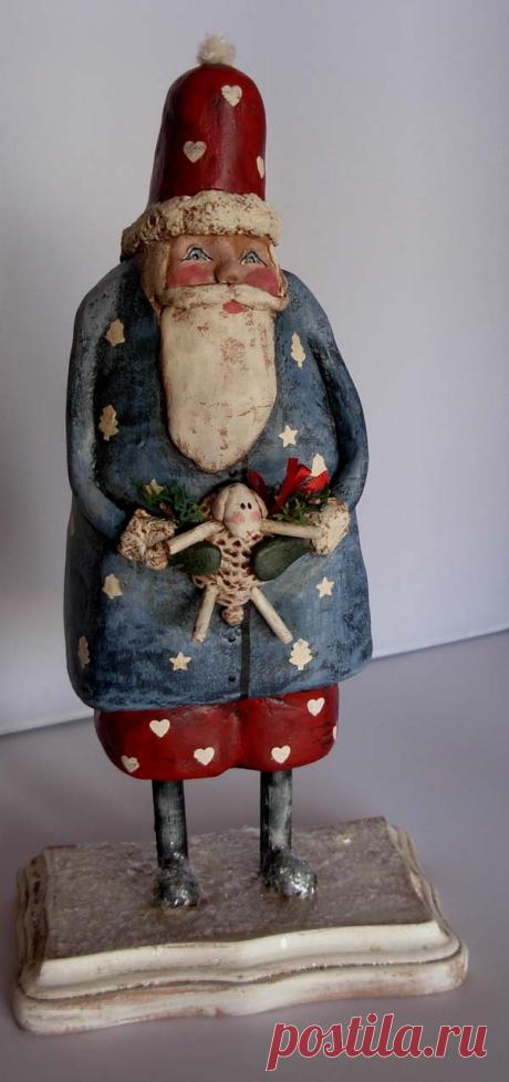 >BOY HOWDIE PAPIER MACHE FOLK ART by Dawn TubbsSculped Christmas Folk Art, Santa, Sheep
