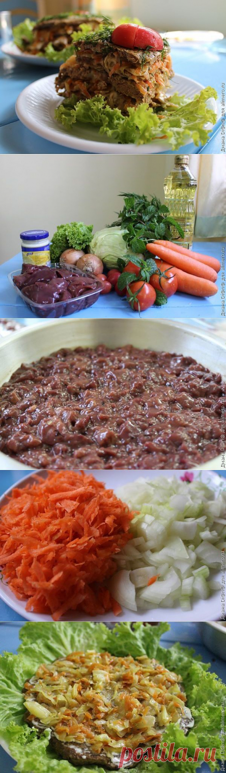 Печеночный торт с капустой / Рецепты с фото