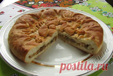 Пирог с капустой и грибами из постного теста