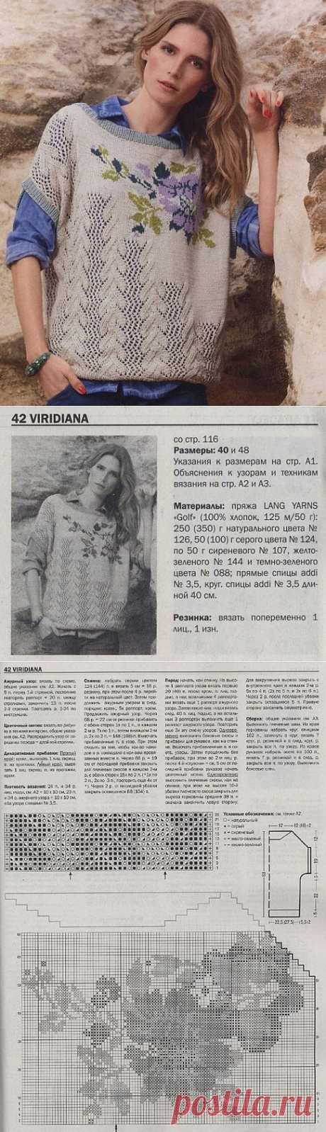 Пуловер с розой Viridiana от Claireline Chevaux..