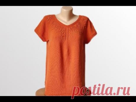 Летняя кофточка регланом сверху с V-образной горловиной, 2 часть МК