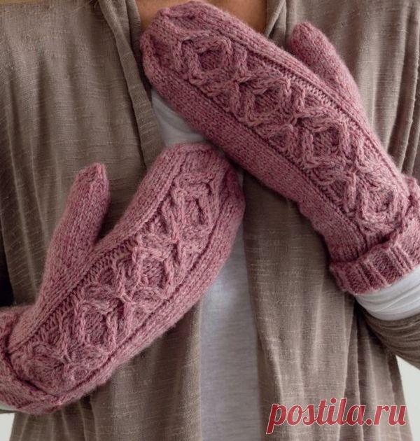 Варежки спицами с узором араны - схема узора