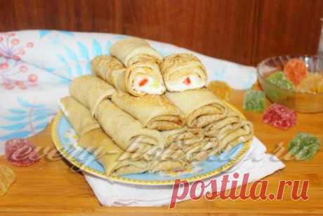 Заварные блинчики с творогом и мармеладом, рецепт с фото пошагово