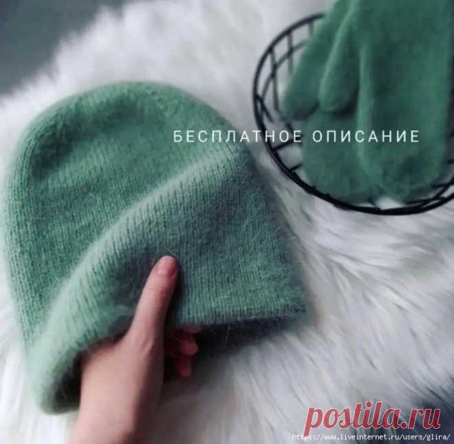 Шапка бини, вяжем спицами