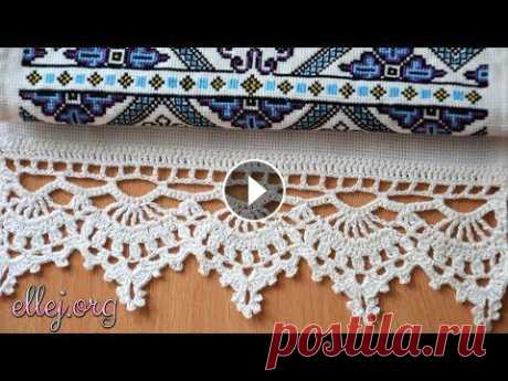 ♦ Кайма для рушника крючком • Как обвязать рушник • Кружево крючком • ellej...