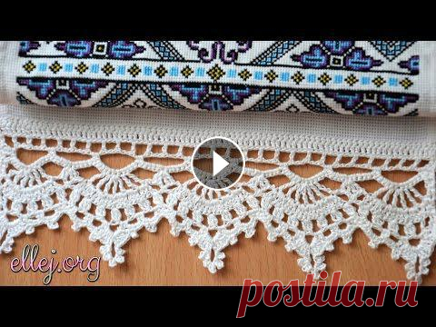 ♦ Кайма для рушника крючком • Как обвязать рушник • Кружево крючком • ellej...