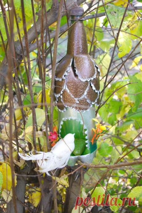 Кормушка для птиц из пластиковых бутылок.Мастер класс.