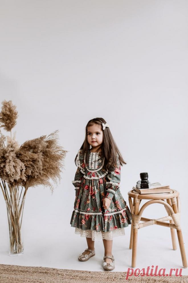 Винтаж Ид девочка платье серый хлопок с цветочным принтом | Etsy