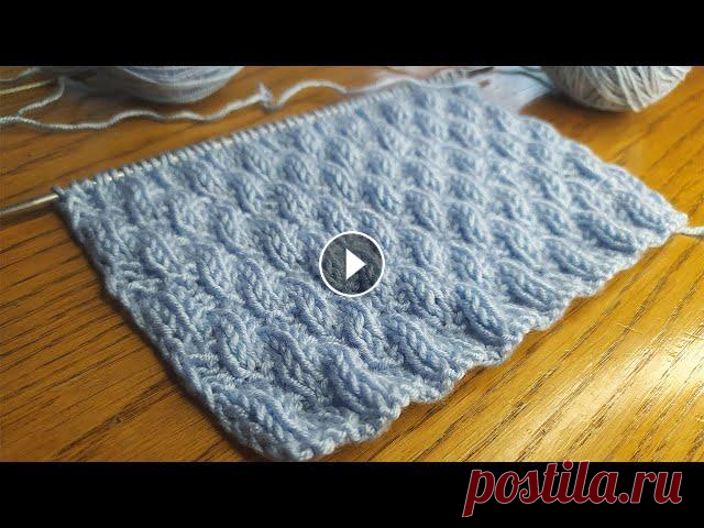 Простой узор спицами из лицевых и изнаночных петель. Knitting pattern. Узор №7 Рапорт узора: 6 петель 12 рядов...