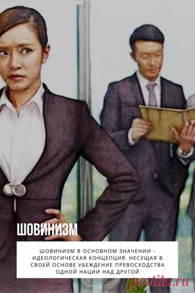 Шовинизм. Это понятие используется во многих сферах жизни, тесно связано с политикой, социальной жизнью, межличностными отношениями мужчин и женщин. Шовинизм несет в себе деструктивное начало, базируется на резко негативных эмоциях.