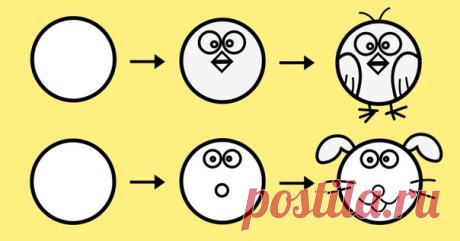 10 рисунков из кружков, которые легко нарисовать с детьми: ↪ Да я сам с удовольствием порисую так!