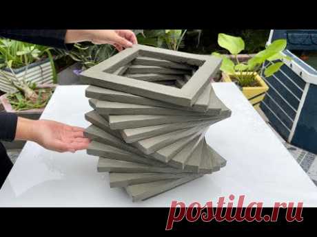 The newest cement pot idea  - Easy to do at home, anyone can do it