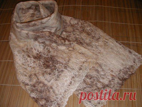 Мастер-класс: шарф-паутинка из пряжи и шерсти - Ярмарка Мастеров - ручная работа, handmade
