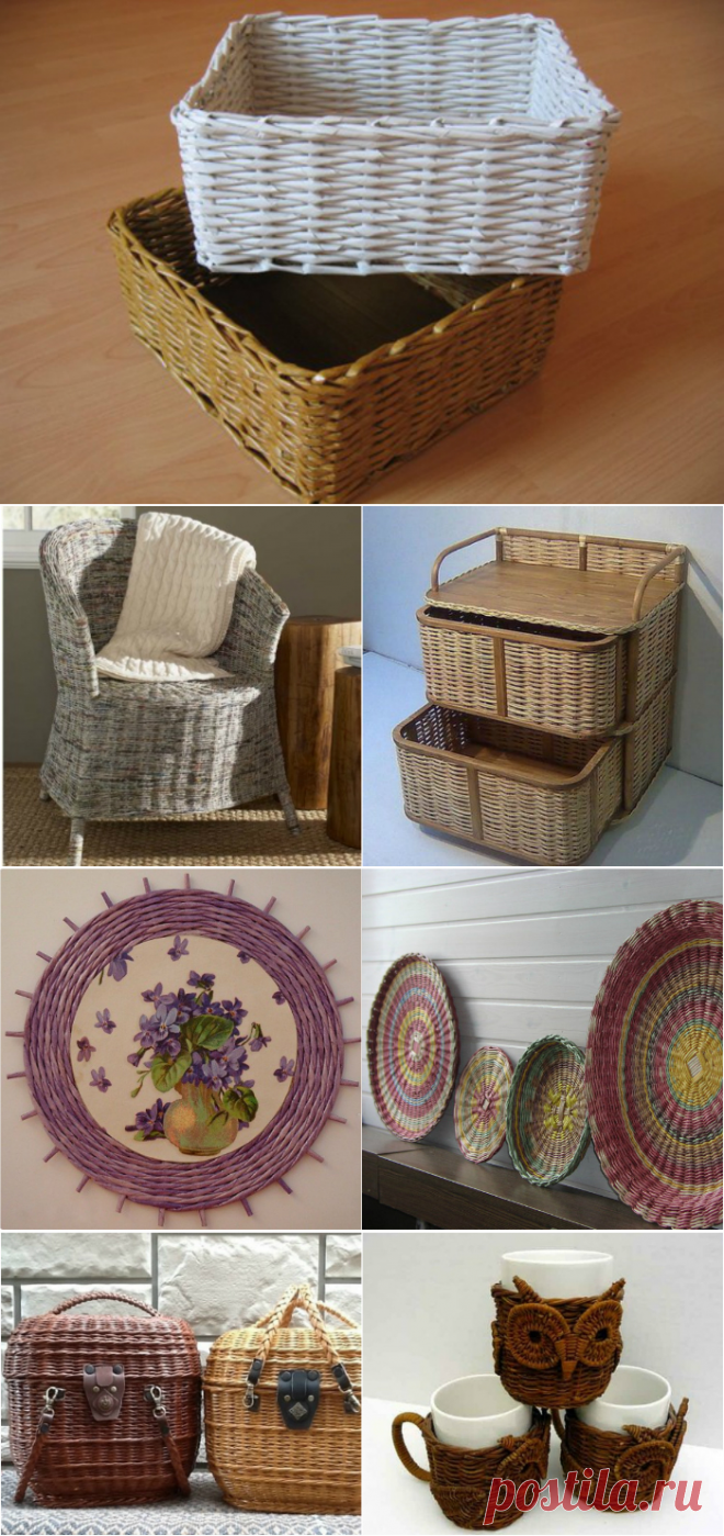 НАША СТРАНА МАСТЕРОВ: Простой способ из обычных газет сплести чудную корзину... Давно искала!