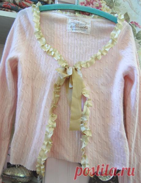 Upcycled Cashmere Sweater Women Clothing Cardigan Pink Small Shabby ...