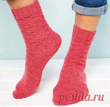 Вязаные носки «Очаровательный рубин» | ВЯЗАНЫЕ НОСКИ
