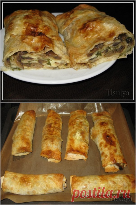 К тарелочки супа… Грибной рулет из лаваша — Вкусные рецепты