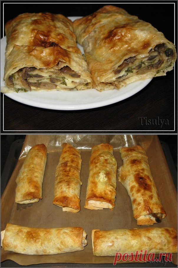 К тарелочки супа… Грибной рулет из лаваша — Вкусные рецепты