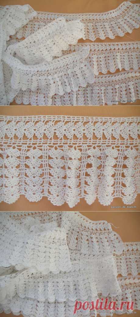 Articles vendus &gt; Monogrammes, dentelles ... &gt;  LINGE ANCIEN / Grand métrage de belle dentelle ancienne réalisée au crochet dart - Passion de Blanc - Broderie ancienne - Antique &amp; Vintage French linen