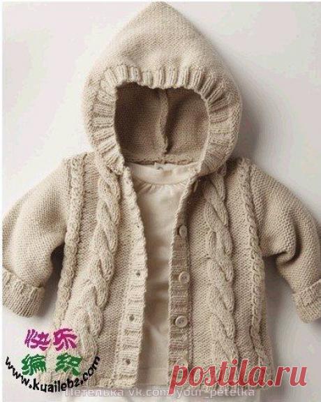 Вяжем курточку с капюшоном для малыша. Мастер-класс.