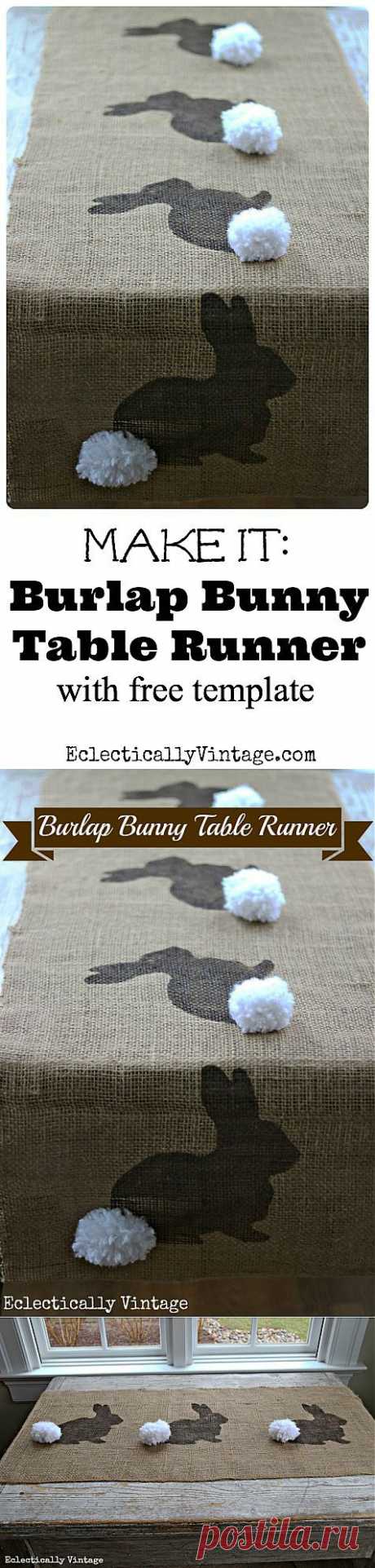 Make a Burlap Bunny Table Runner at Eclectically Vintage