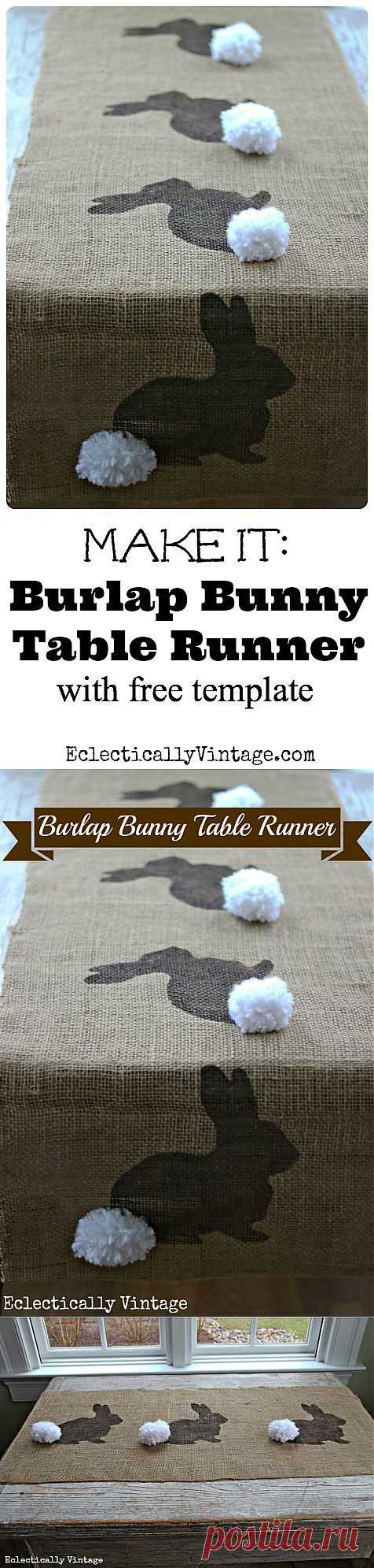 Make a Burlap Bunny Table Runner at Eclectically Vintage