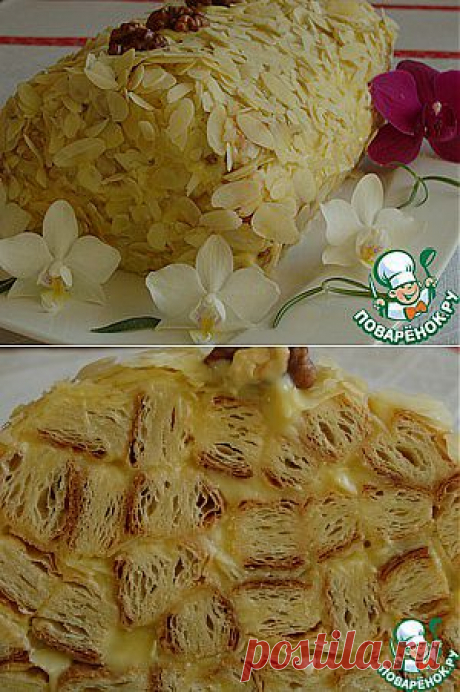 Миндальное полено из слоеного теста - кулинарный рецепт