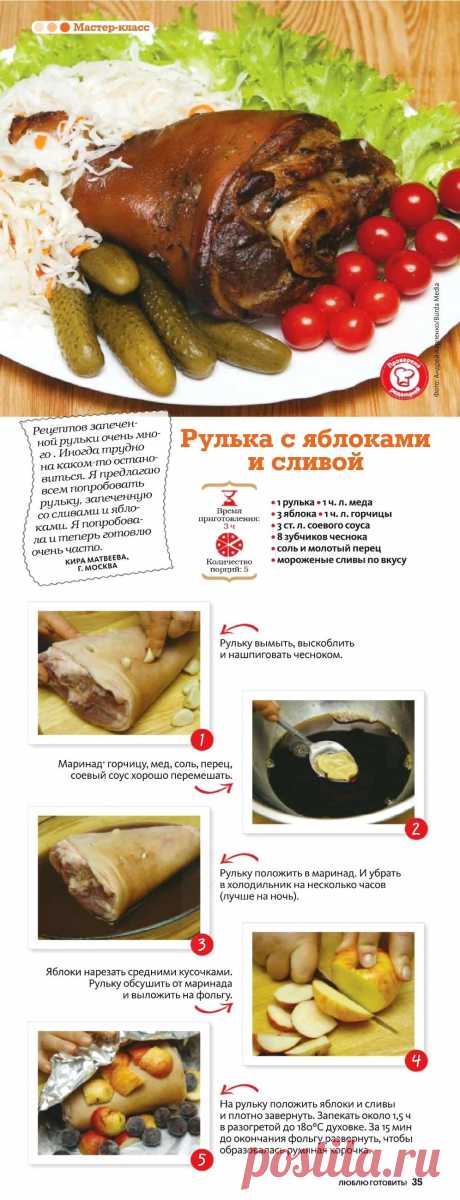 Рулька с яблоками и сливой