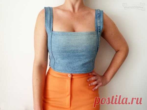 Топ из джинсов DIY / Переделка джинсов / Модный сайт о стильной переделке одежды и интерьера