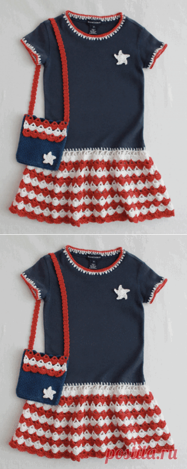 Патриотические футболки платье и кошелек Crochet Patterns - Мэгги крючок