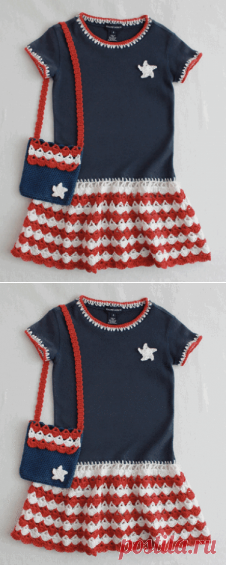Патриотические футболки платье и кошелек Crochet Patterns - Мэгги крючок
