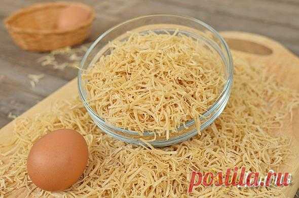 Домашняя яичная лапша Паутинка (замес в ХП, но можно и вручную)