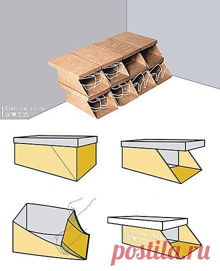 Ячейки для обуви из коробок / Разное / Организация пространства / Pinme.ru / Lyudmila G