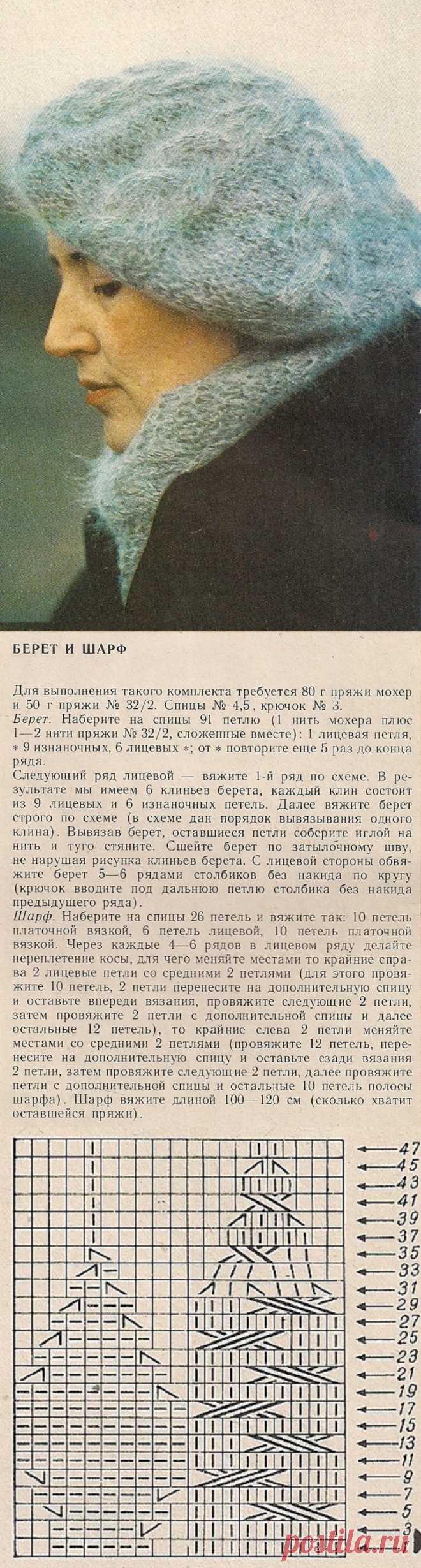 Берет и шарф из мохера