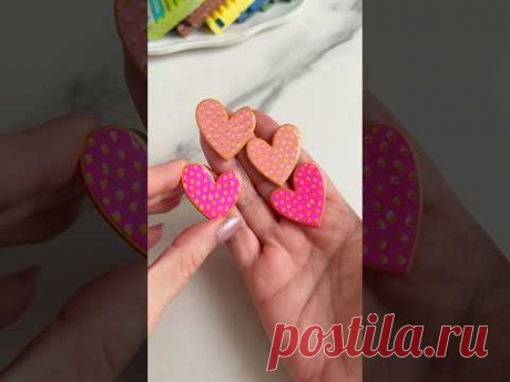Серьги с сердечками из полимерной глины
