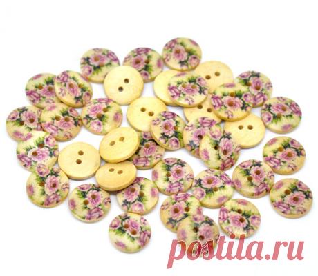 Urijk 100 Шт. Цветок Роспись по Дереву Декоративные Пришивать Пуговицы Для Одежды 15 мм Ремесла И Скрапбукинга Швейная Фурнитура купить на AliExpress