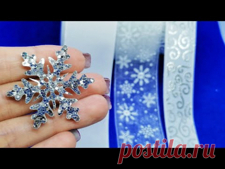 СДЕЛАТЬ ПРОСТО! Зимние пышные бантики из репсовых лент и органзы / МК