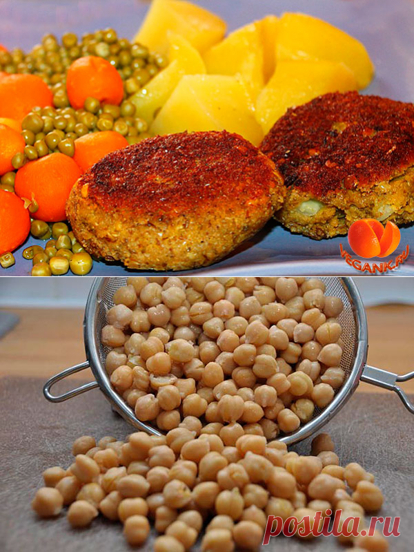 Нутово-овсяные котлеты с овощным гарниром