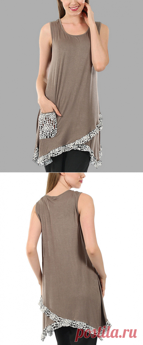 Simply Aster Mocha Floral Ruffle-Trim Sidetail Tunic | zulily