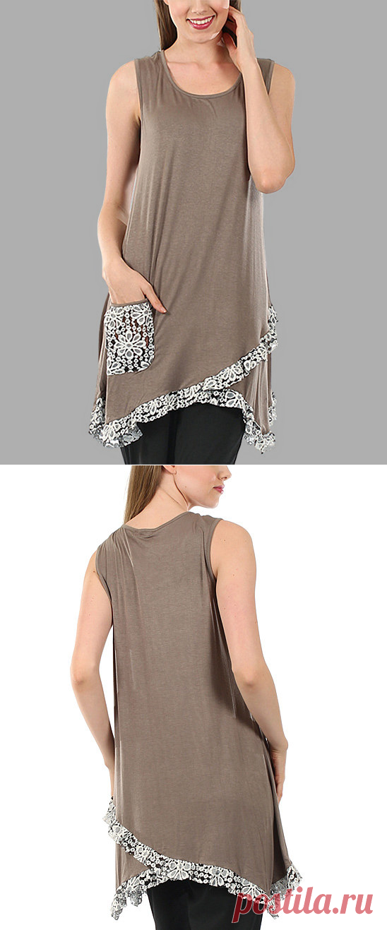 Simply Aster Mocha Floral Ruffle-Trim Sidetail Tunic | zulily