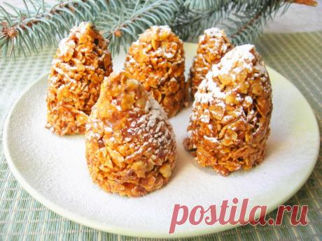 Новогодний десерт "Еловые шишки" (без выпечки) — Кулинарная книга - рецепты с фото