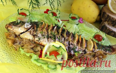 Запечённый карп с яблоками и лимоном – пошаговый рецепт с фото