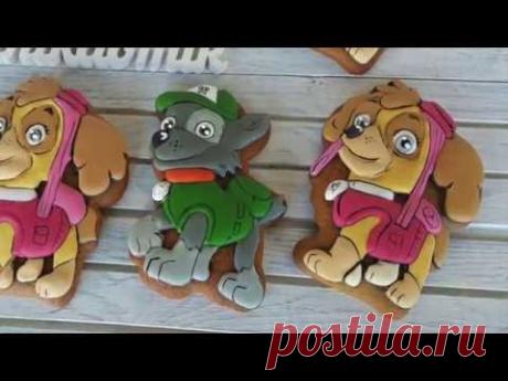 Имбирные пряники: Мастер - класс -Щенячий патруль/Paw Patrol - How to decorate Cookies /