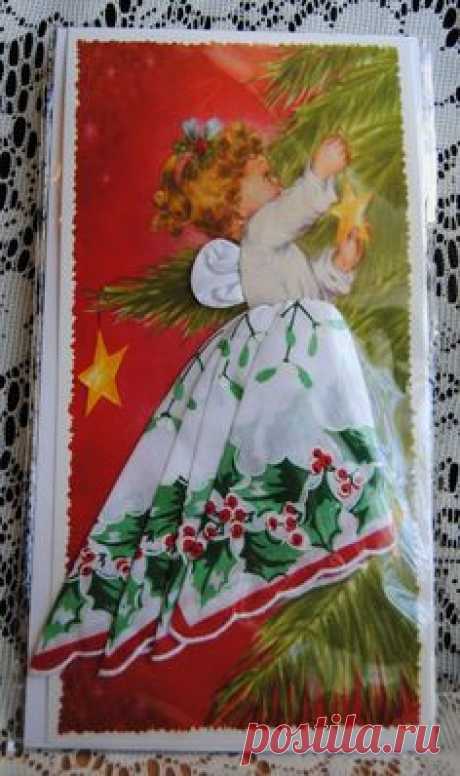 Christmas Angel Hankie Card - Holly