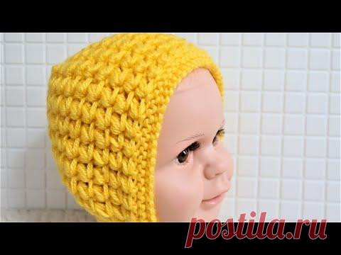 Детская шапка спицами. Вязание спицами. Подробный мастер класс для начинающих