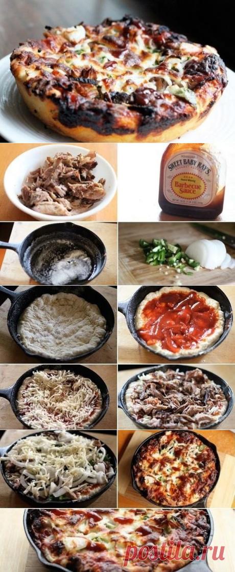 Пицца, запечённая на сковороде с рёбрышками - Лучшие кулинарные рецепты интернета