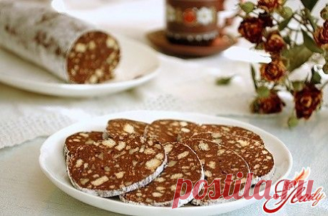 Шоколадная колбаса из печенья: рецепт